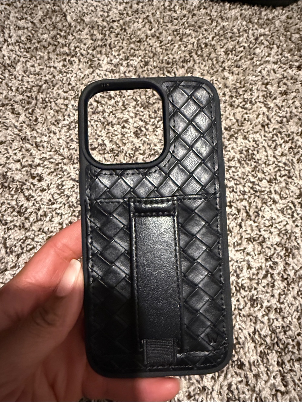 Walli Case Black Quilted Phone Case with Card Strap